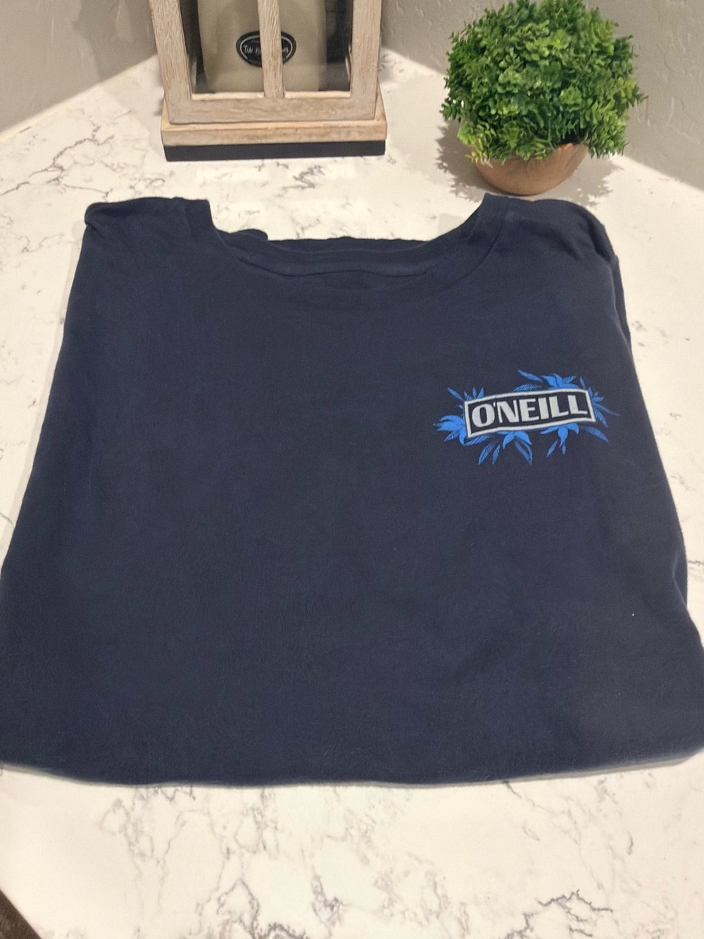 O'Neill Navy Short-Sleeve Logo Tee with Blue Graphic